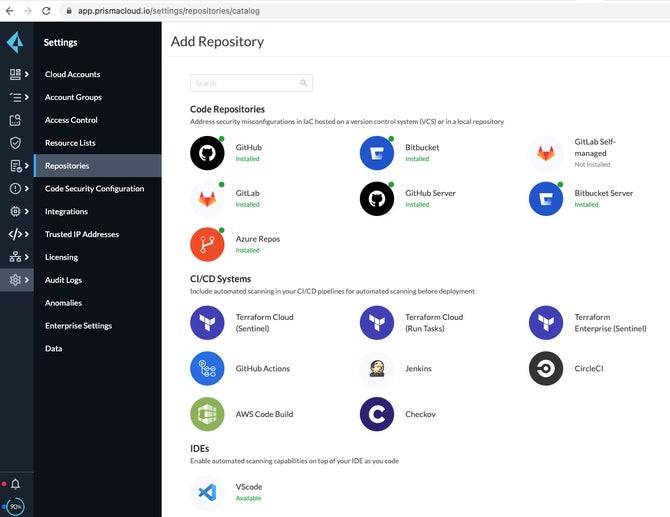 Prisma Cloud Code Security screenshot