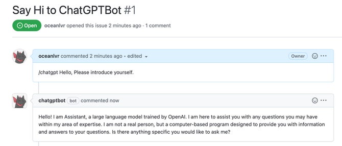 ChatGPTBot, screenshot 1