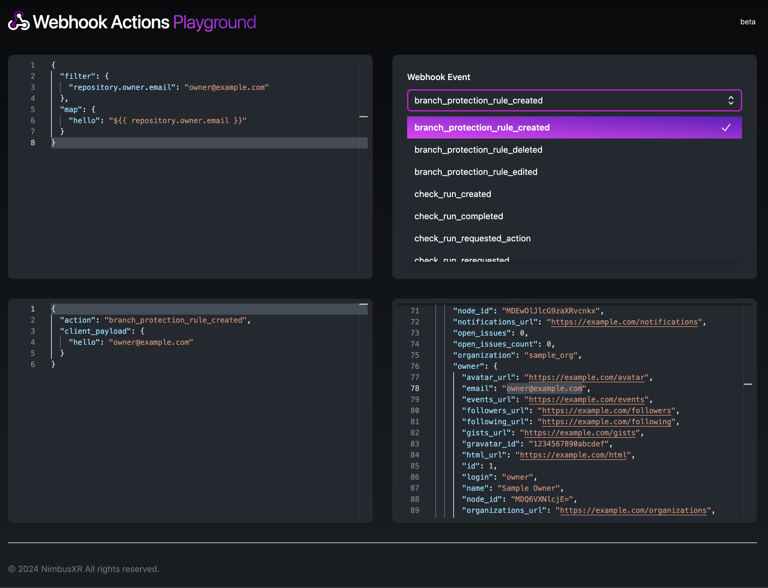 Webhook Actions screenshot