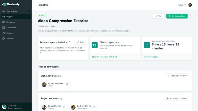 Set who and how many people in your team will have to review each submission. You can also set a time limit for the candidate to submit their work.