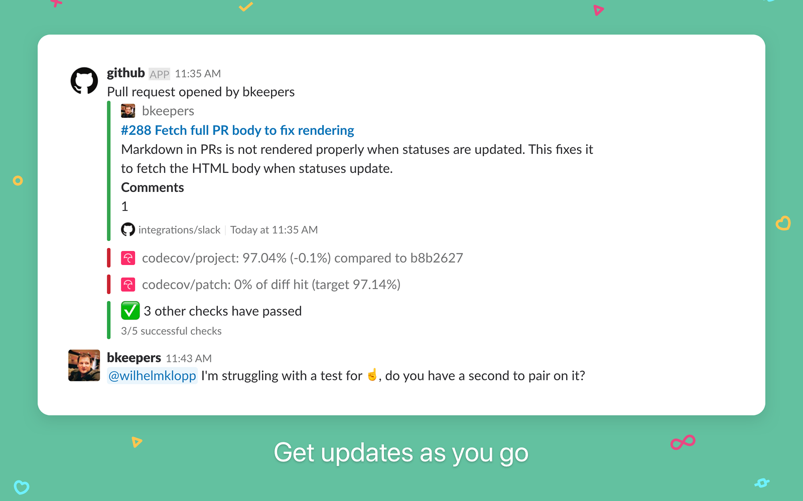 Slack + GitHub screenshot