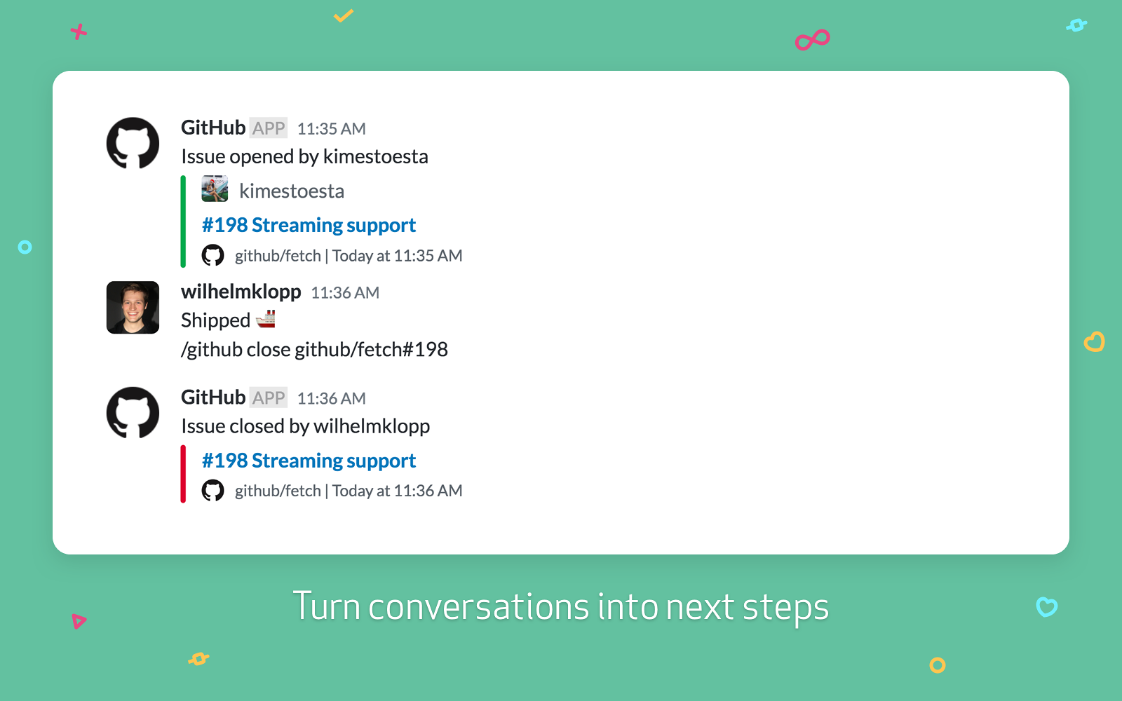 Slack + GitHub screenshot