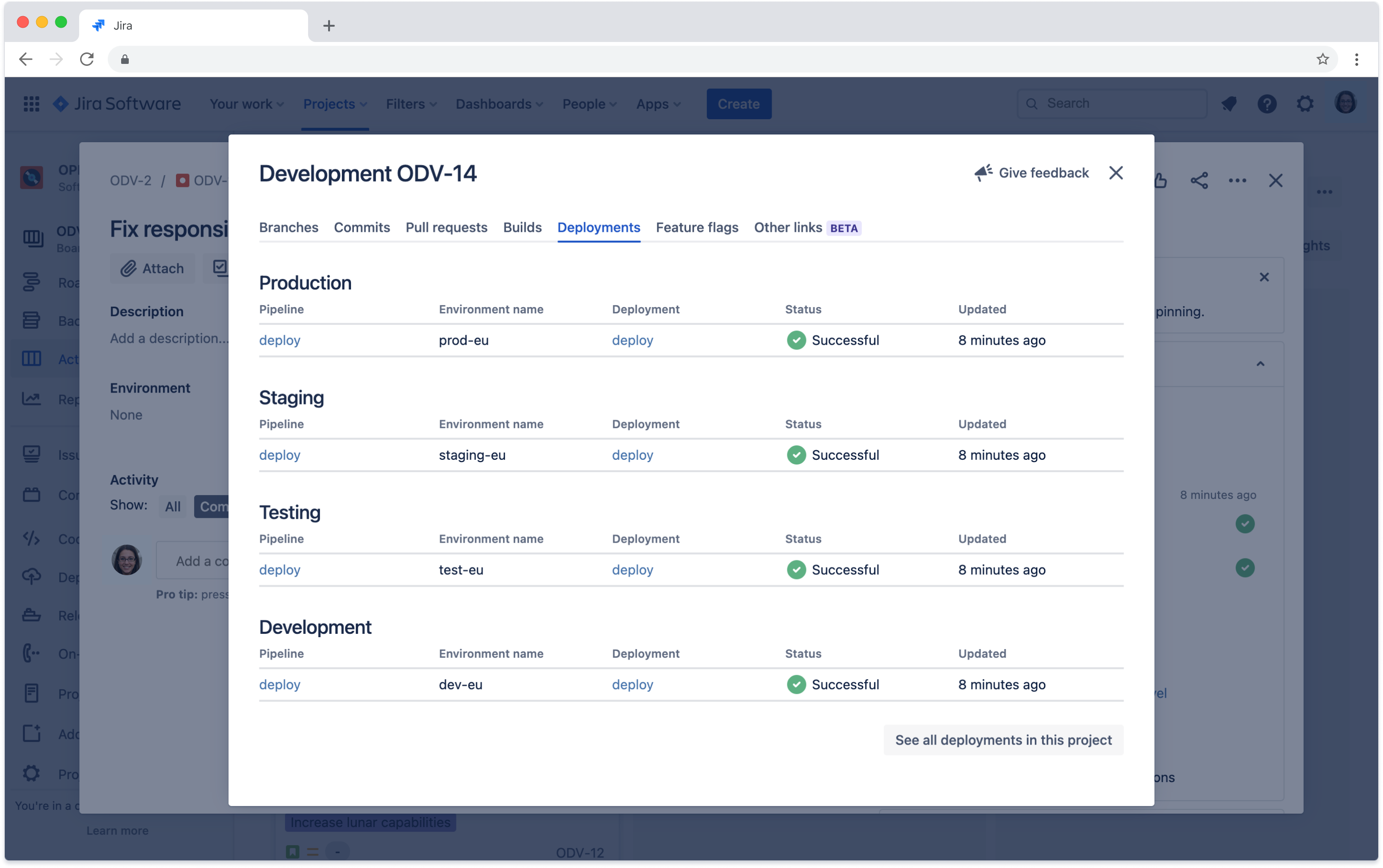 Jira Software + GitHub screenshot