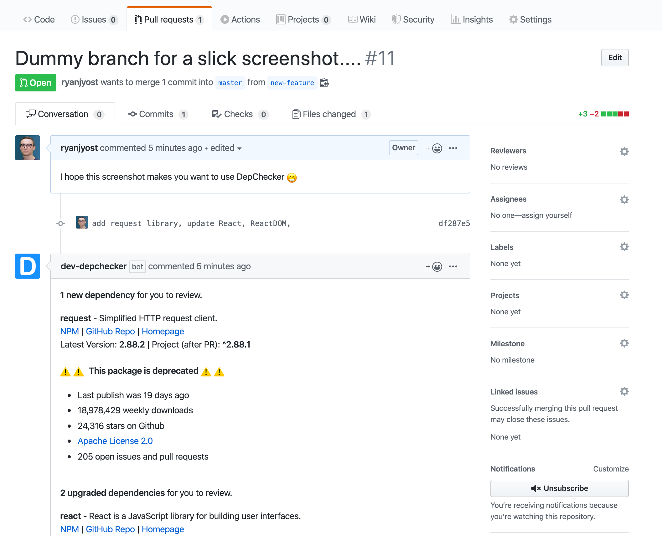 DepChecker Bot screenshot