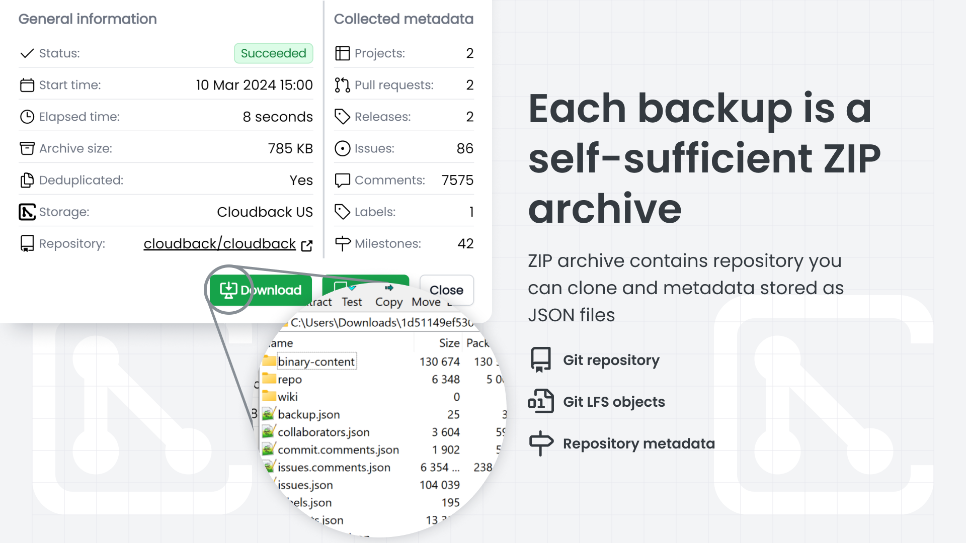 Cloudback: GitHub Backup & Restore screenshot