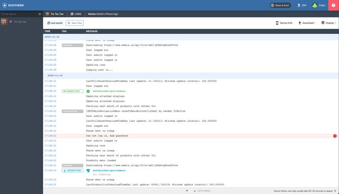 Device logs