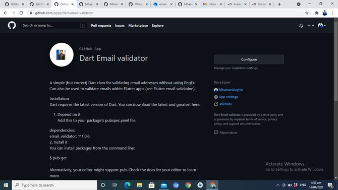 Dart Email validator, screenshot 1